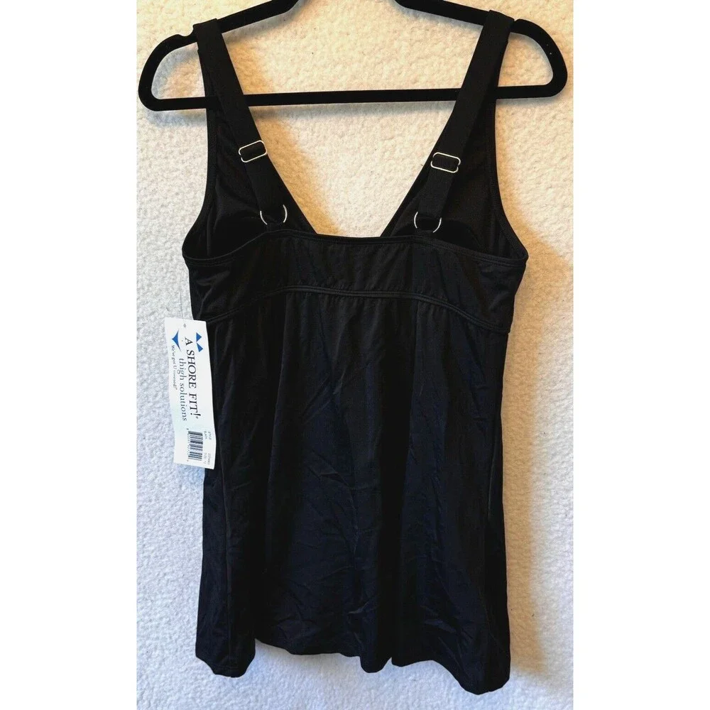 A SHORE FIT! WOMEN'S BLACK ONE-PIECE BATHING SUIT Swim Dress - Picture 9 of 13